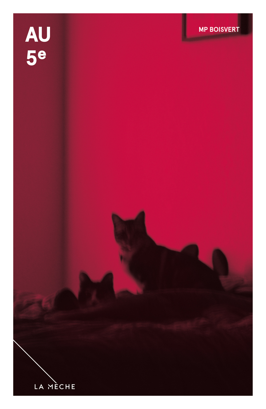 couverture de Au 5e de M.P. Boisvert, rose vif avec un chat