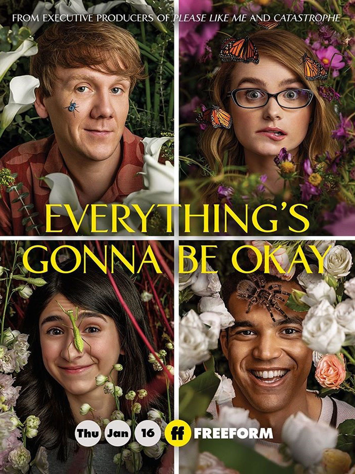 poster de Everything’s Gonna be Okay avec des portraits des quatre personnages