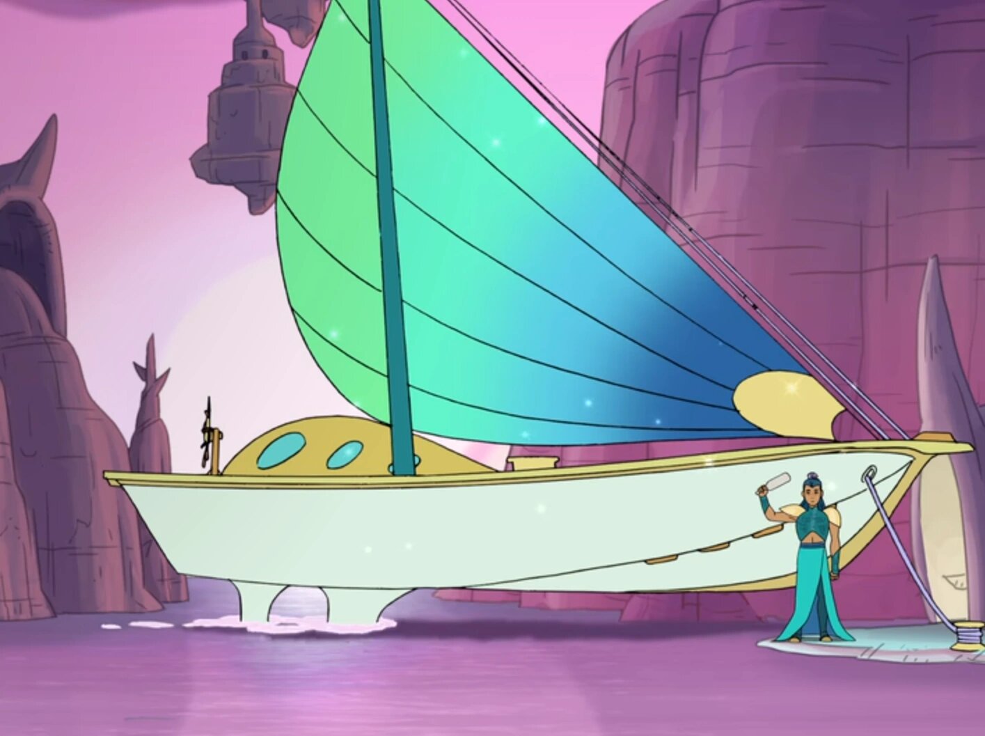 screenshot de She-Ra montrant le bateau Dragons Daughter 4